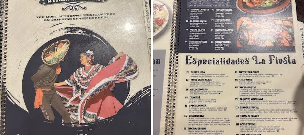 La Fiesta Mexican Restaurant Menu
